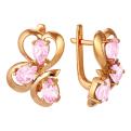 Серьги из золочёного серебра с розовым кварцем