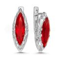 Серьги из серебра с корундом рубиновым родированные
