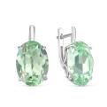 Серьги из серебра с кристаллом Премиум Австрия светло-зелёный родированные
