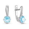 Серьги из серебра с кварцем sky топаз и фианитами родированное