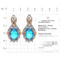 Серьги из золочёного серебра с кварцем топаз и фианитами