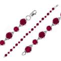 Браслет из серебра с кварцем рубин родированный