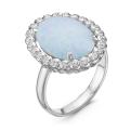 Кольцо из серебра с синт. опалом и фианитами родированное