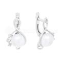 Серьги из серебра с жемчугом Swarovski и фианитами родированные
