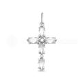 Подвеска-крестик из серебра с кварцем родированная