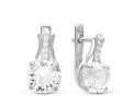 Серьги из серебра с кварцем и фианитами родированные