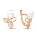Серьги из золочёного серебра с жемчугом и фианитами