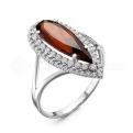 Кольцо из серебра с ситаллом гранат и фианитами родированное