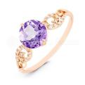 Кольцо из золочёного серебра с нат.аметистом и фианитами