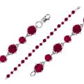 Браслет из серебра с кварцем рубин родированный