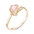 Кольцо из золочёного серебра с нат.розовым кварцем и фианитами