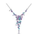 Колье из серебра с пл.кварцем цв.аметист,топаз родированное