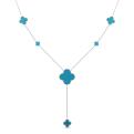 Колье из серебра с голубой керамикой родированное - 70 см (+)