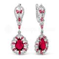 Серьги из серебра с кварцем гранат и фианитами родированные