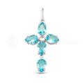 Подвеска-крестик из серебра с кварцем топаз родированная