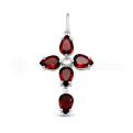 Подвеска-крест из серебра с кварцем гранат родированная