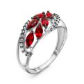 Кольцо из серебра с кварцем гранат и фианитами родированное