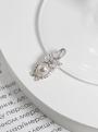 Подвеска из серебра с жемчугом Swarovski и фианитами родированная - Сова