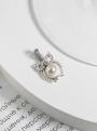 Подвеска из серебра с жемчугом Swarovski и фианитами родированная - Сова
