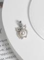 Подвеска из серебра с жемчугом Swarovski и фианитами родированная - Сова