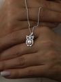Подвеска из серебра с жемчугом Swarovski и фианитами родированная - Сова
