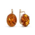 Серьги из серебра с нат.янтарем родированные