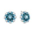 Серьги из серебра с кварцем топаз Лондон и Sky blue родированные