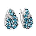 Серьги из серебра с кварцем лондон топаз и фианитами родированные