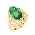 Кольцо из золочёного серебра с кварцем зелёный агат 