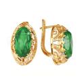 Серьги из золочёного серебра с кварцем зелёный агат