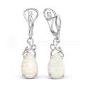 Серьги из серебра с белым опалом родированные