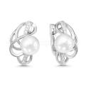 Серьги из серебра с жемчугом Swarovski и фианитами родированные