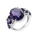 Кольцо из серебра с кварцем аметист родированное