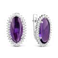 Серьги из серебра с нат.аметистом и фианитами родированные