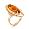 Кольцо из золочёного серебра с нат.пресс. янтарём