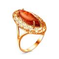Кольцо из золочёного серебра с коньячным янтарём