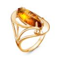 Кольцо из золочёного серебра с янтарём