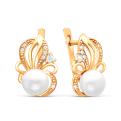 Серьги из золочёного серебра с культивированным белым жемчугом и фианитами