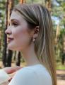 Серьги из золочёного серебра с культивированным белым жемчугом и фианитами