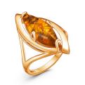 Кольцо из золочёного серебра с натуральным прессованным янтарём