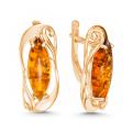 Серьги из золочёного серебра с янтарём