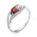 Кольцо из серебра с кварцем гранат и фианитами родированное