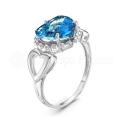 Кольцо из серебра с кварцем топаз sky blue родированное
