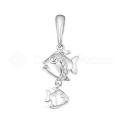 Подвеска из серебра с фианитами родированная Рыбы