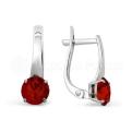 Серьги из серебра с кварцем гранат родированные