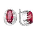 Серьги из серебра с корундом рубин родированные