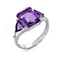 Кольцо из серебра с кварцем аметист родированное