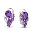 Серьги из серебра с кварцем аметист родированные