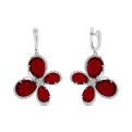 Серьги из серебра с пл.кварцем цв.гранат и фианитами родированные