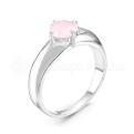 Кольцо из серебра с кварцем розовый лунный камень родированное